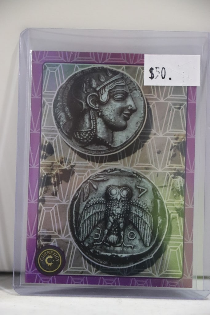 ATHENIAN DEKADRACHM 2025 CARDSMITHS CURRENCY CARD PURPLE: 13/299. NEAR MINT OR BETTER CONDITION 