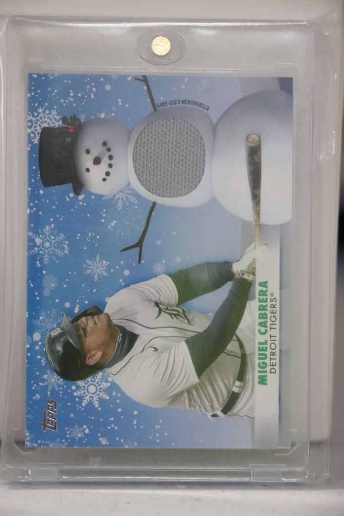 MIGUEL CABRERA 2021 TOPPS HOLIDAY GAME USED JERSEY CARD: NEAR MINT OR BETTER CONDITION 