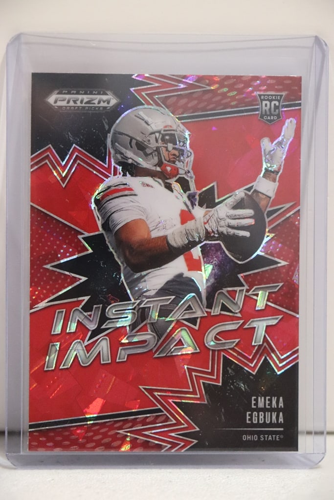 EMEKA EGBUKA 2025 PANINI PRIZM DRAFT IMPACT RED ICE PRIZM ROOKIE CARD COLOR MATCH: NEAR MINT OR BETTER CONDITION 