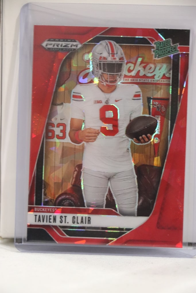 TAVIEN ST. CLAIR 2025 PANINI PRIZM DRAFT NIL RED ICE PRIZM ROOKIE CARD COLOR MATCH (1 of 1)