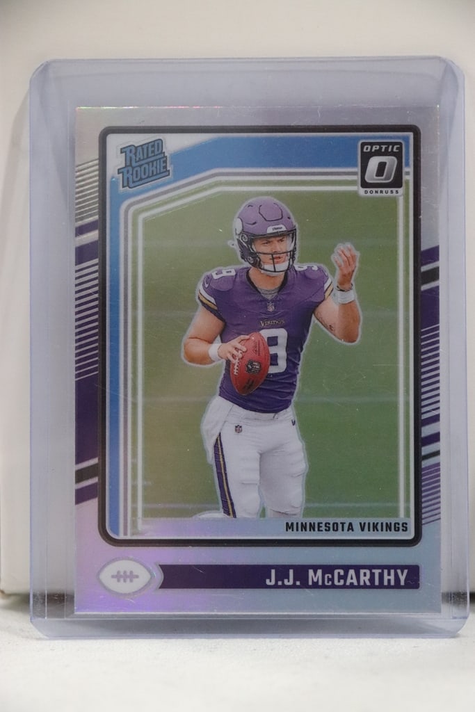 J.J. MCCARTHY 2024 PANINI OPTIC SILVER PRIZM ROOKIE CARD (1 of 1)