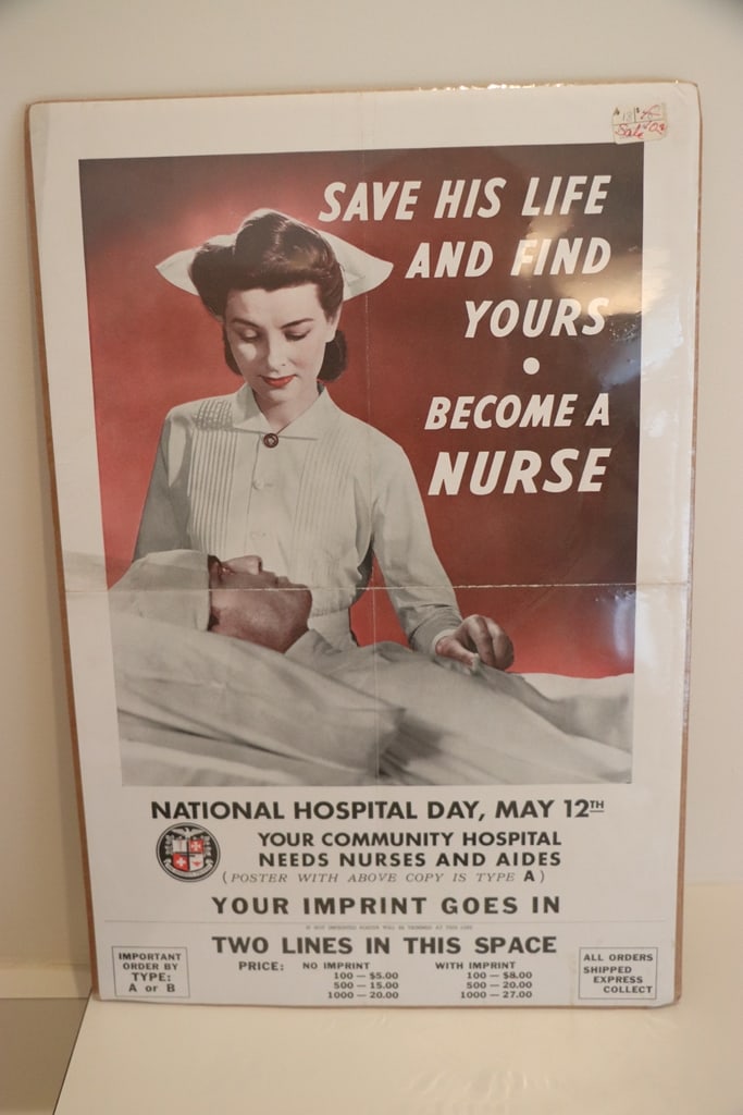VINTAGE NURSE POSTER: A VINTAGE POSTER PROMOTING NURSE DAY. 12X16. GOOD CONDITION. 