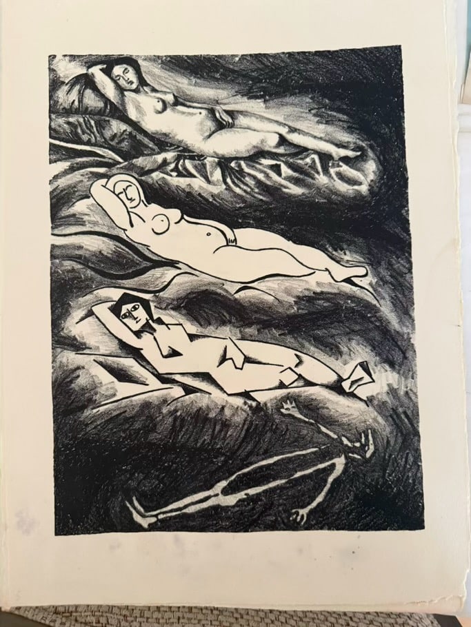 NUDE PRINTS: A GROUP OF 3 UNSIGNED VINTAGE NUDE PRINTS. 12X16. VERY GOOD CONDITION. 