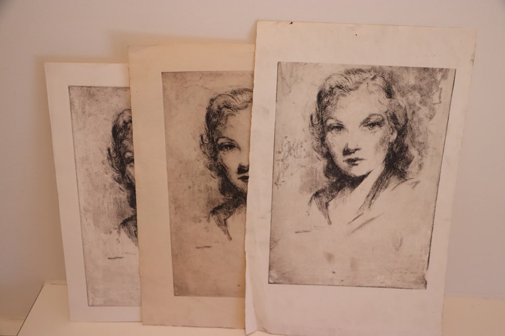CAROLINE WILLIAMS ETCHINGS: A GROUP OF 3 CAROLINE WILLIAMS ETCHING. POSSIBLE SELF PORTRAITS. 9X11. VERY GOOD CONDITION. 