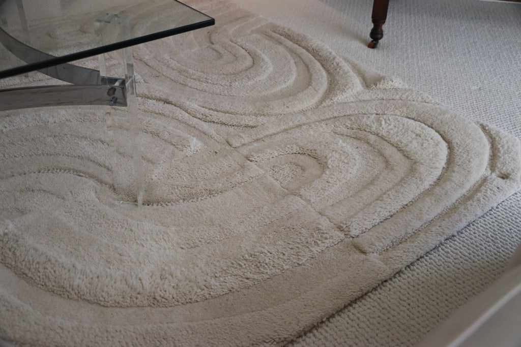 AREA RUG: A MEDIUM PLUSH AREA RUG. VERY GOOD CONDITION. 