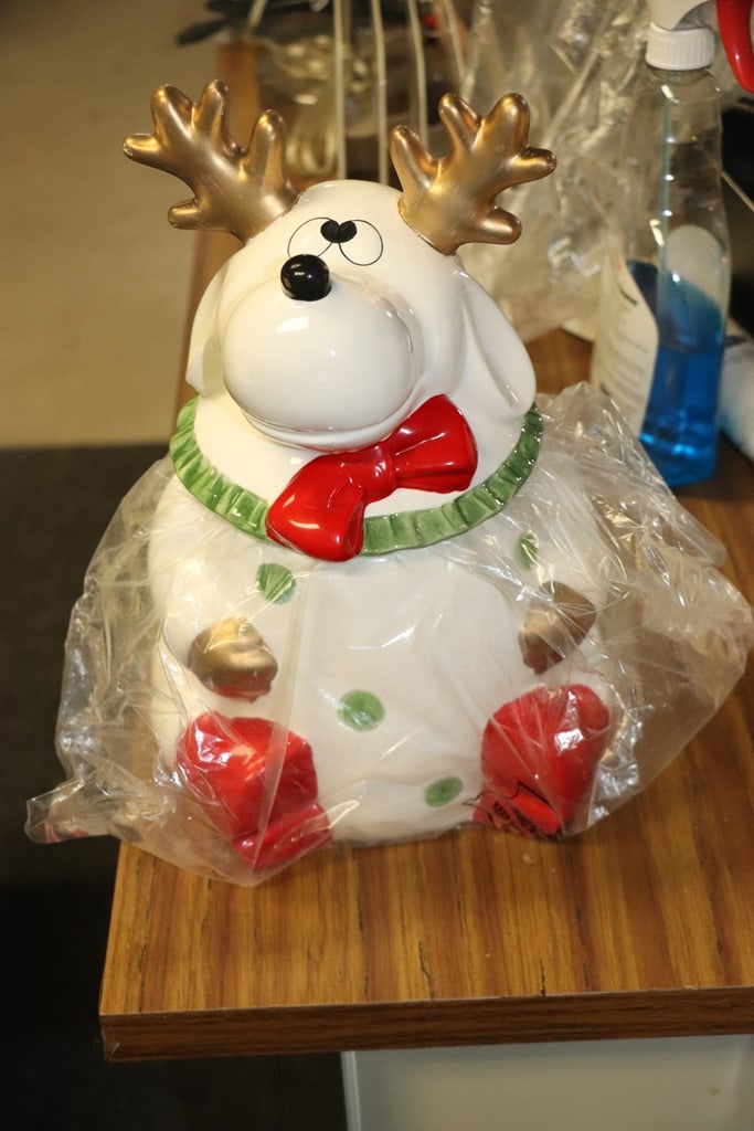 COOKIE JAR: A BRAND NEW REINDEER COOKIE JAR.