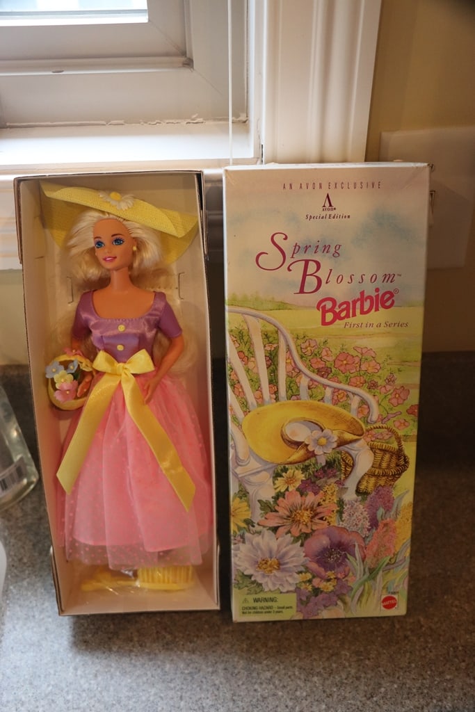 BARBIE DOLL: AN AVON SPRING BLOSSOM BARBIE. BRAND NEW BUT BOX MAY HAVE SOME CONDITION ISSUES. 