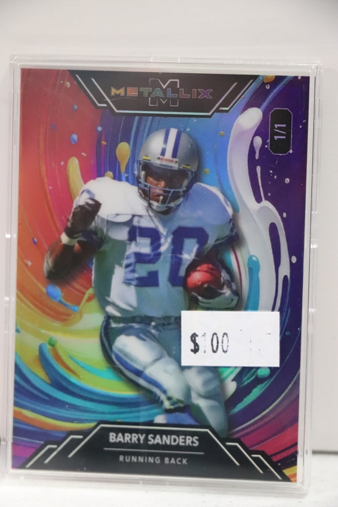 BARRY SANDERS 2025 WILD CARD METALLIX PAINT SPLASH. TRUE 1/1.: 1/1. NEAR MINT OR BETTER CONDITION 