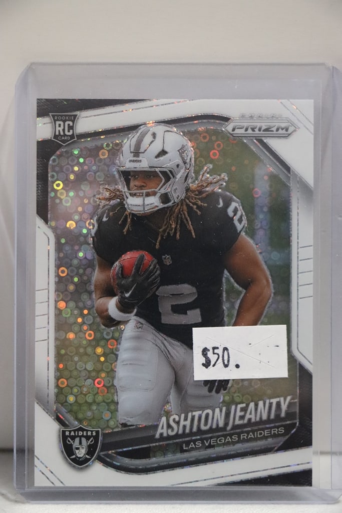 ASHTON JEANTY 2025 PANINI PRIZM WHITE DISCO PRIZM ROOKIE CARD SP: NEAR MINT OR BETTER CONDITION 