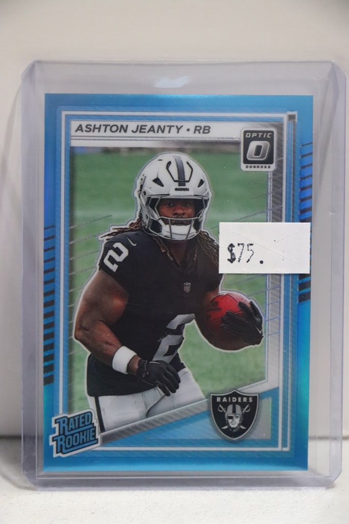 ASHTON JEANTY 2025 PANINI OPTIC BLUE PRIZM ROOKIE CARD: 288/349. NEAR MINT OR BETTER CONDITION 
