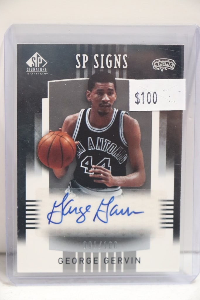 GEORGE GERVIN 2004-05 SP SIGNATURE AUTOGRAPH CARD: 1/100. NEAR MINT OR BETTER CONDITION 