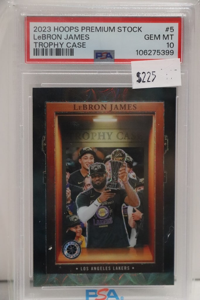 LEBRON JAMES 2023 HOOPS PREMIUM TROPHY CASE SSP CASE HIT . PSA GRADED (1 of 1)