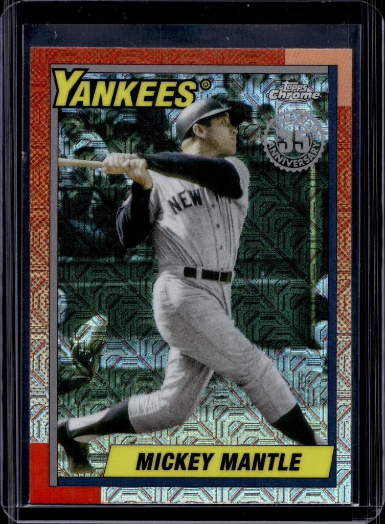 MICKEY MANTLE 2025 TOPPS CHROME 1990 RETRO SILVER REFRACTOR (1 of 1)