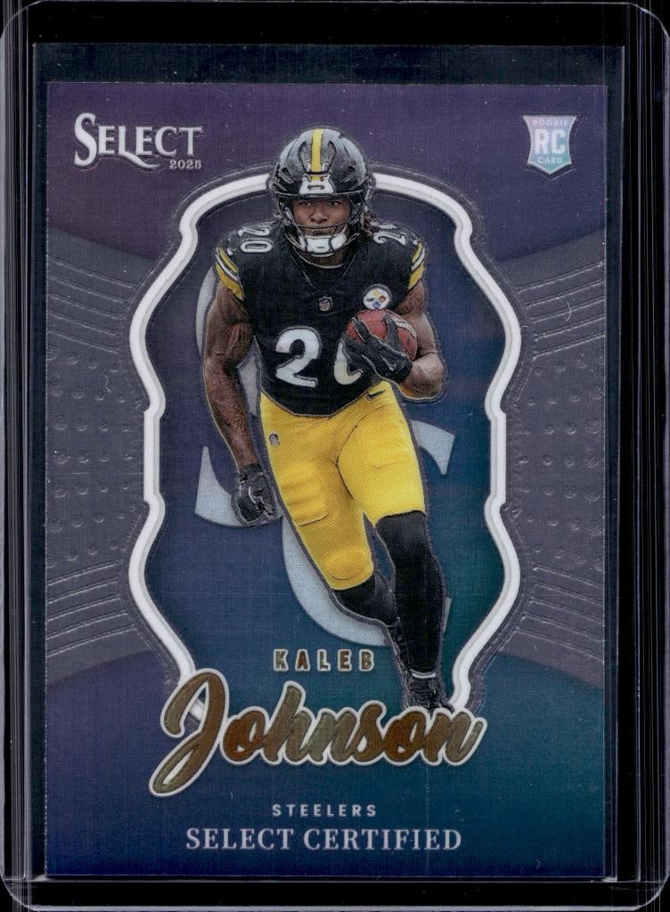 KALEB JOHNSON 2025 PANINI SELECT CERTIFIED ROOKIE CARD: NEAR MINT OR BETTER CONDITION 