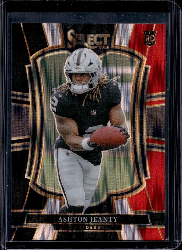 ASHTON JEANTY 2025 PANINI SELECT RED AND BLACK FLASH PRIZM ROOKIE CARD: NEAR MINT OR BETTER CONDITION 