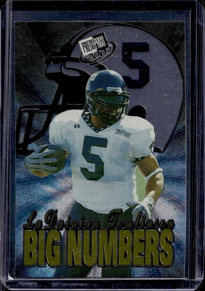 LADAINIAN TOMLINSON 2001 PRESS PASS BIG NUMBERS ROOKIE CARD: NEAR MINT OR BETTER CONDITION 