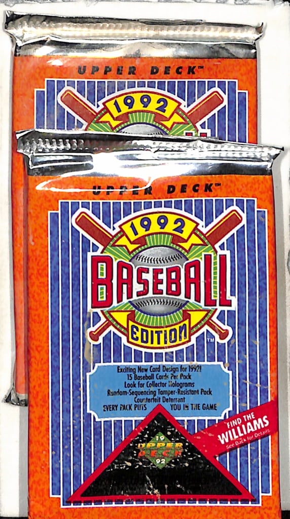 1992 UPPER DECK BASEBALL 2 PACK LOT: NEAR MINT OR BETTER CONDITION