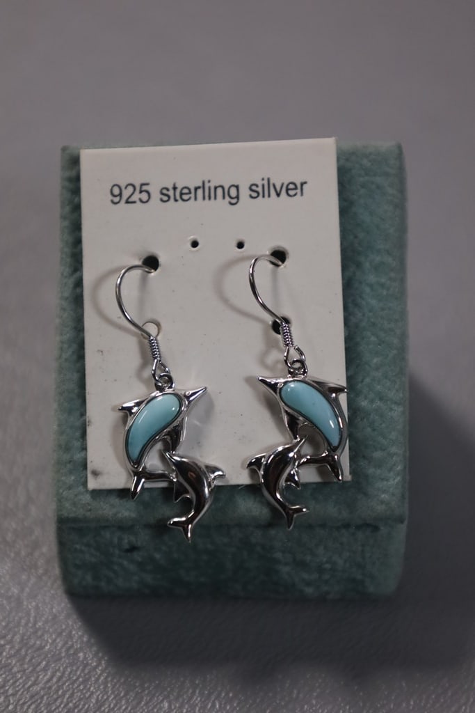 STERLING EARRINGS: A PAIR OF BRAND NEW STERLING DOLPHIN EARRINGS. 