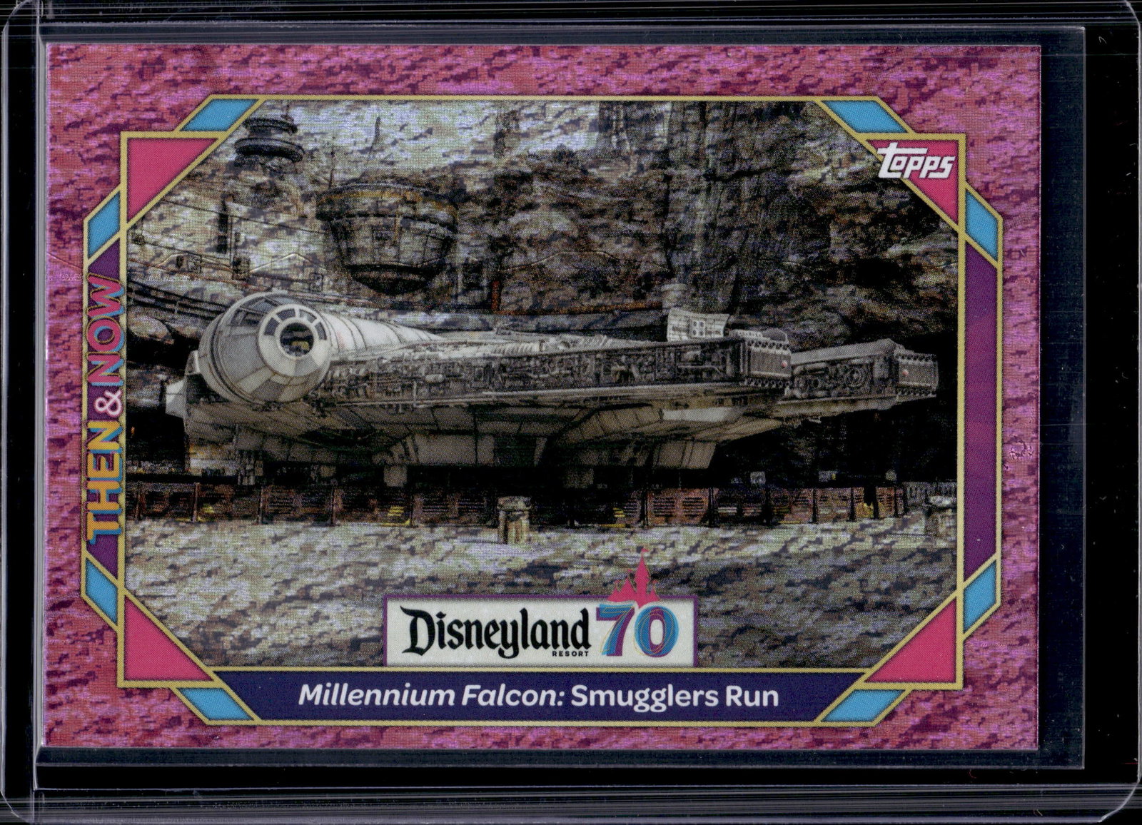 MILLENIUM FALCON 2025 TOPPS DISNEYLAND 70TH ANNIVERSARY PINK SPARKLE HOLO: NEAR MINT OR BETTER CONDITION 