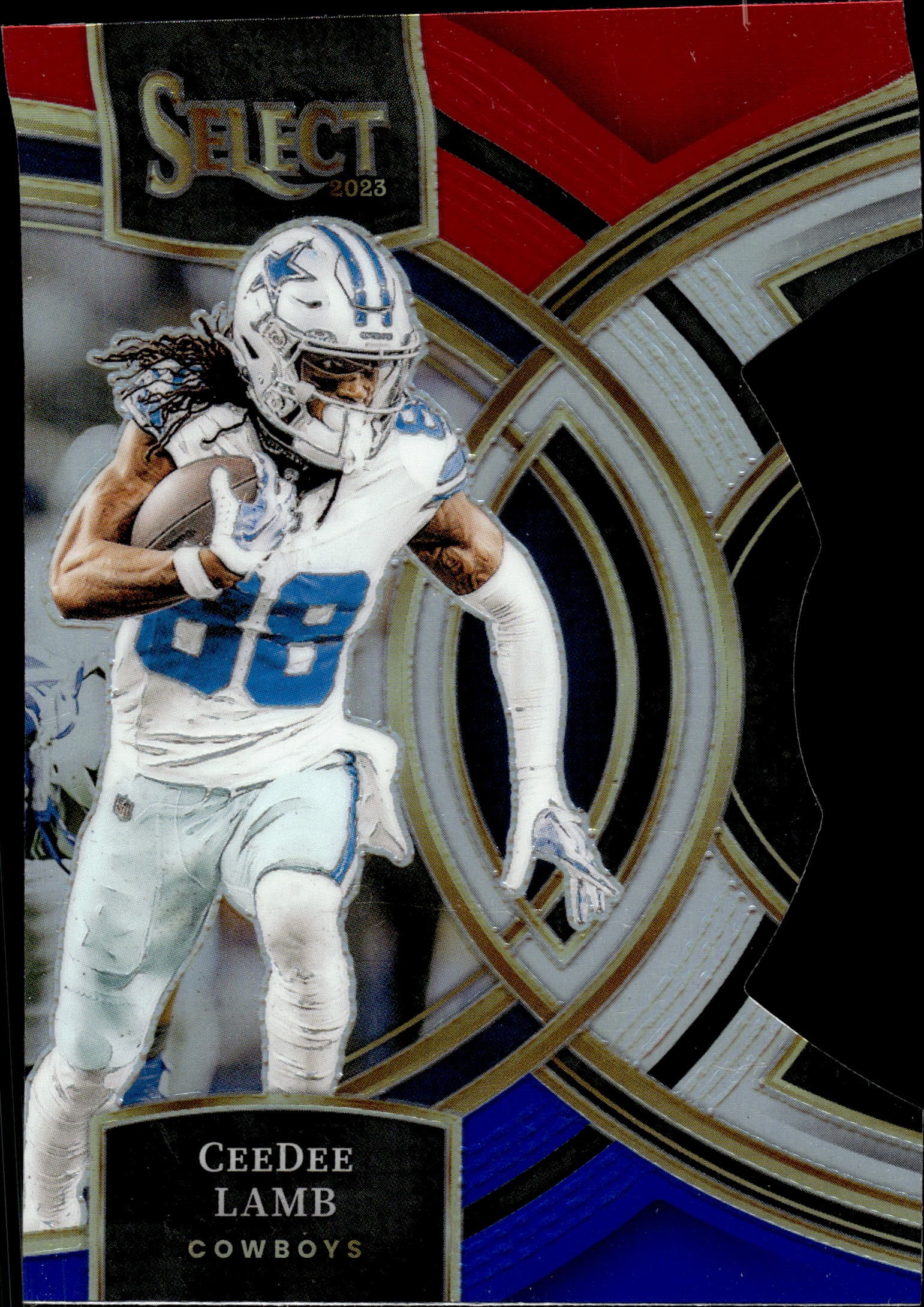 CEEDEE LAMB 2023 PANINI SELECT RED WHITE & BLUE PRIZM DIE CUT: NEAR MINT OR BETTER CONDITION 