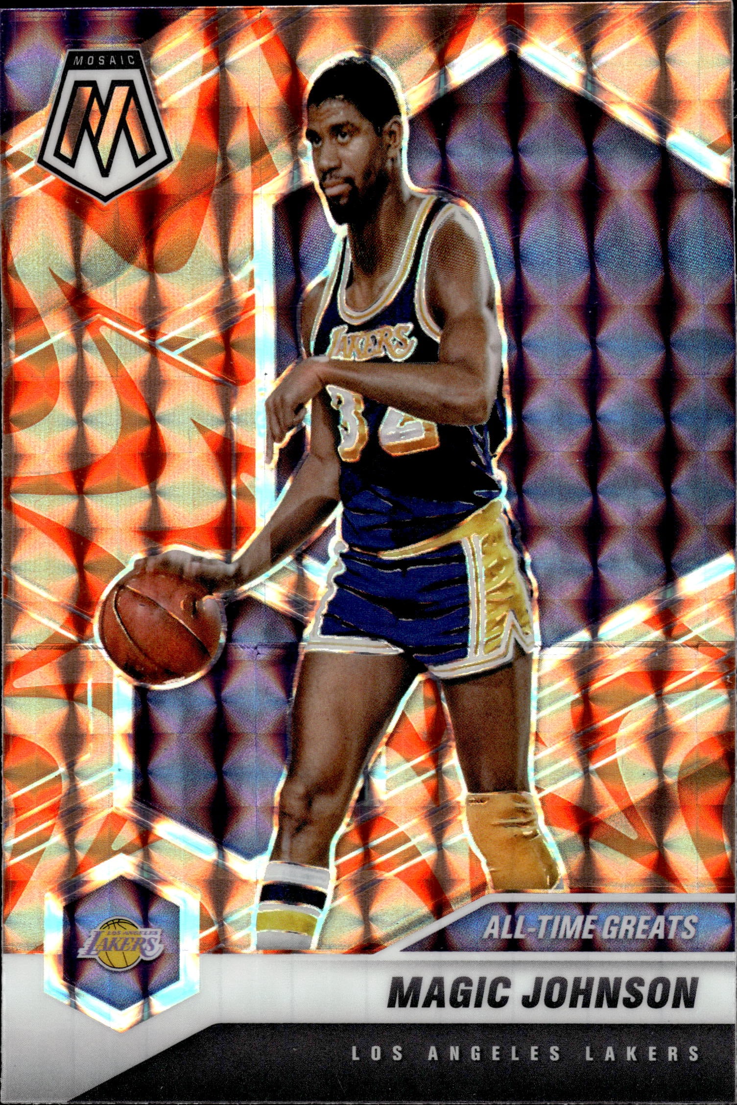 MAGIC JOHNSON 2020-21 PANINI MOSAIC ORANGE REACTIVE PRIZM: NEAR MINT OR BETTER CONDITION