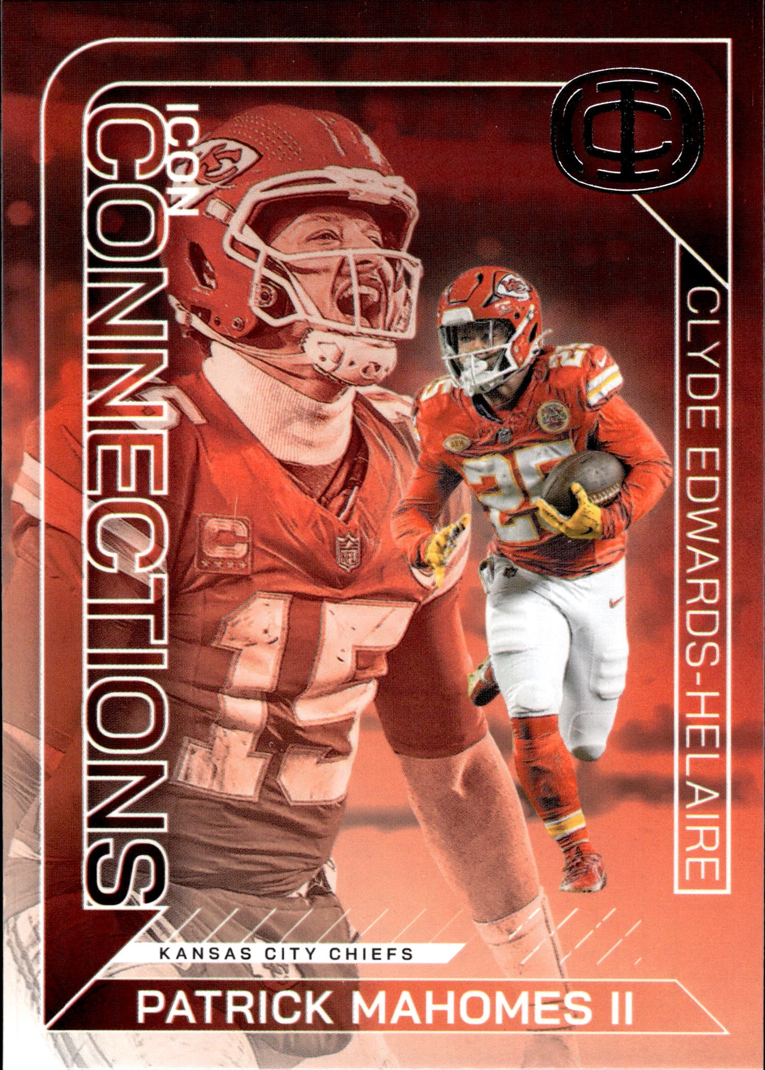 PATRICK MAHONES 2025 PANINI ICONS CONNECTIONS WITH CLYDE EDWARDS HELAIRE INSERT: NEAR MINT OR BETTER CONDITION 