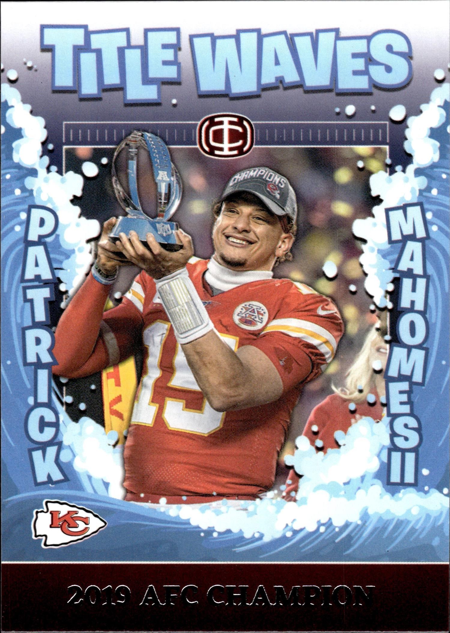 PATRICK MAHOMES 2025 PANINI ICONS TITLE WAVES 2019 AFC CHAMPS INSERT: NEAR MINT OR BETTER CONDITION 
