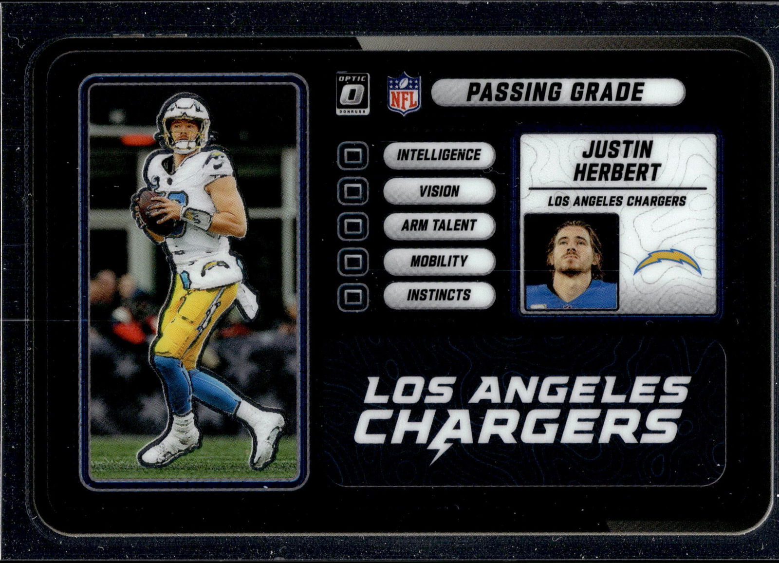 JUSTIN HERBERT 2025 PANINI ROOKIES & STARS PASSING GRADES INSERT: NEAR MINT OR BETTER CONDITION 