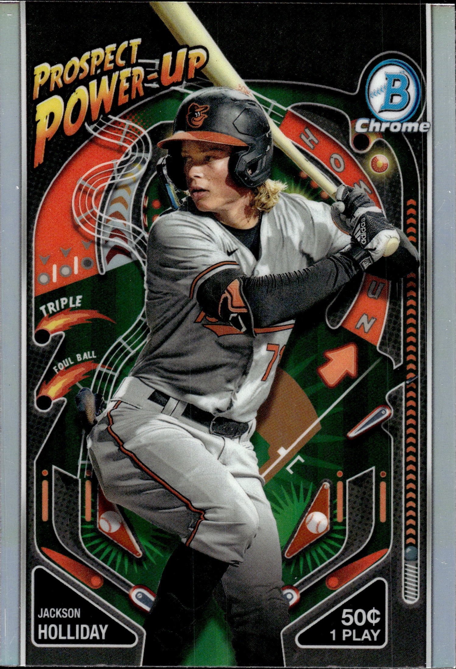 JACKSON HOLLIDAY 2024 BOWMAN CHROME POWER UP REFRACTOR ROOKIE CARD: NEAR MINT OR BETTER CONDITION