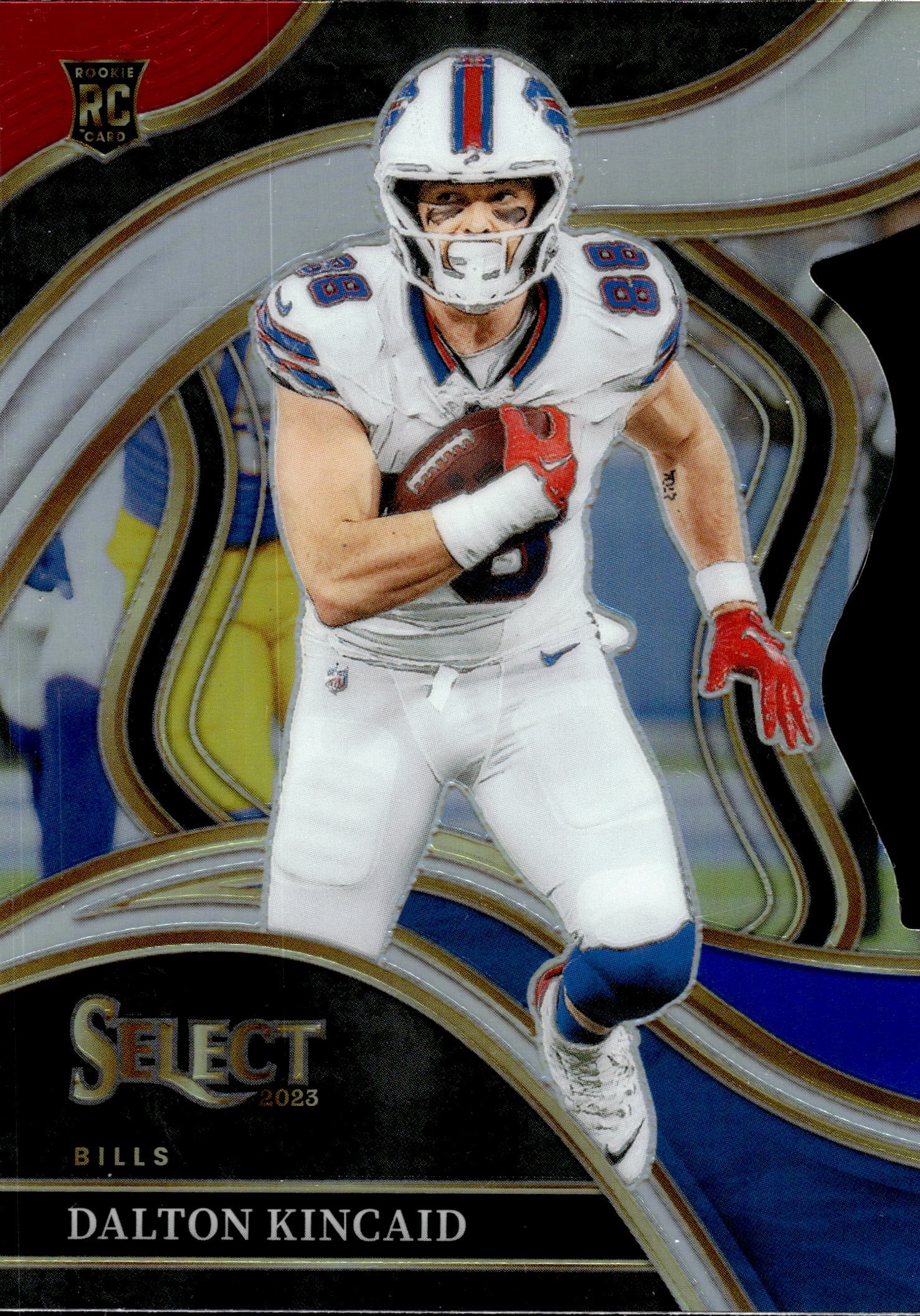 DALTON KINCAID 2023 PANINI SELECT DIE CUT RED, WHITE & BLUE PRIZM ROOKIE CARD: NEAR MINT OR BETTER CONDITION