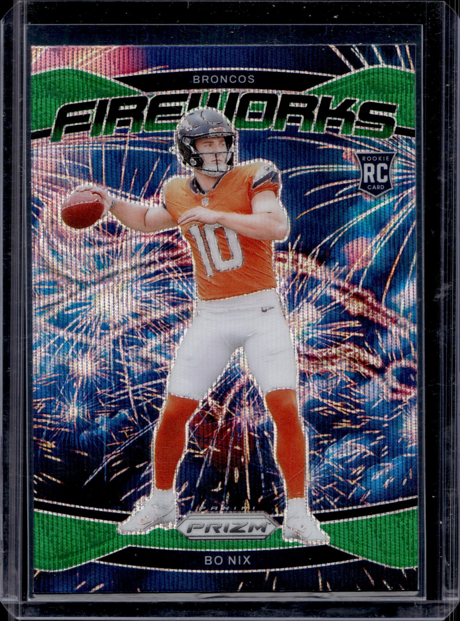 BO NIX 2024 PANINI PRIZM FIREWORKS HYPER GREEN PRIZM ROOKIE CARD: NEAR MINT OR BETTER CONDITION