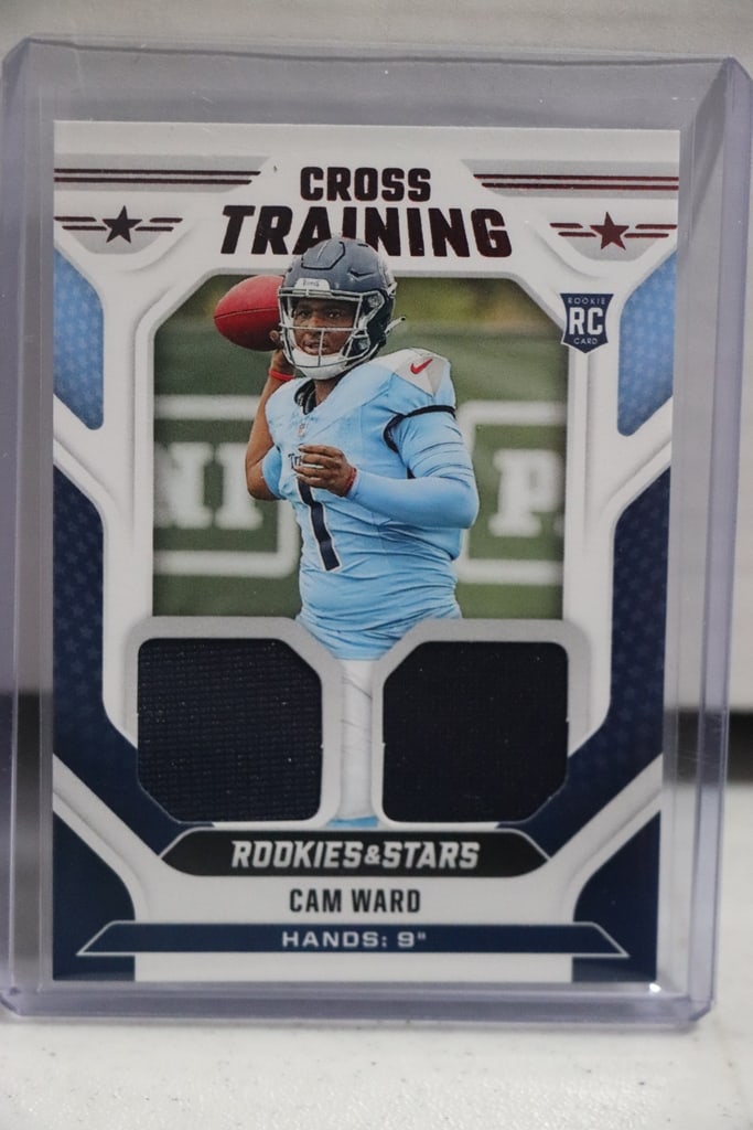 CAM WARD 2025 PANINI ROOKIES & STARS DUAL JERSEY ROOKIE CARD: NEAR MINT OR BETTER CONDITION 