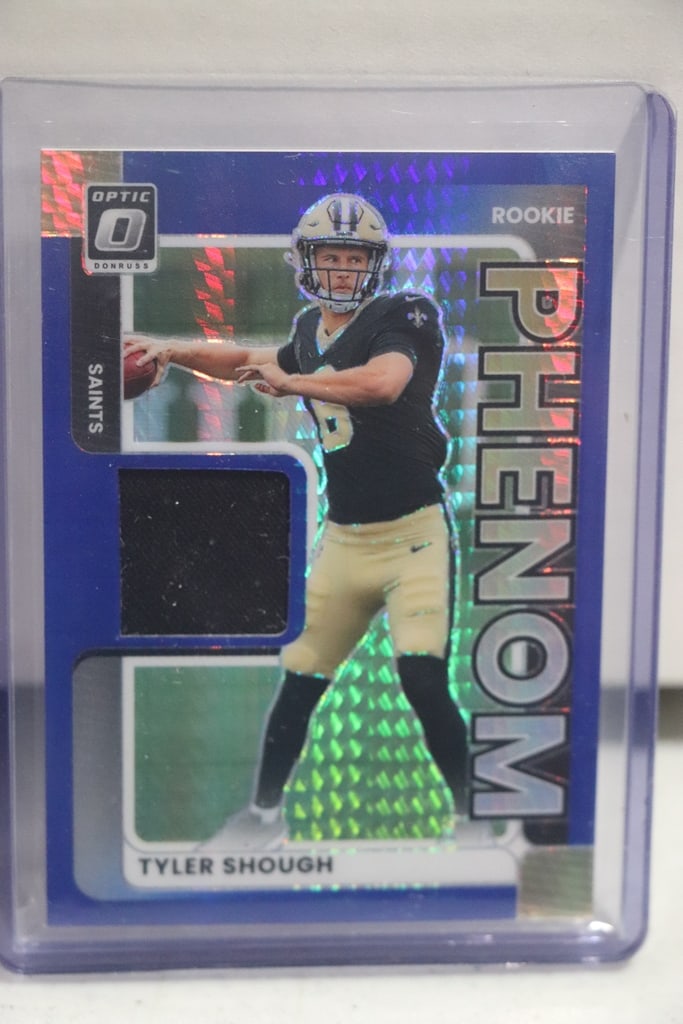 TYLER SHOUGH 2025 PANINI OPTIC HYPER BLUE PRIZM JERSEY ROOKIE CARD: NEAR MINT OR BETTER CONDITION 