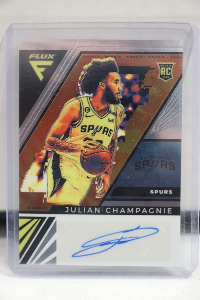 JULIAN CHAMPAGNIE 2022-23 PANINI FLUX AUTOGRAPH ROOKIE CARD: NEAR MINT OR BETTER CONDITION 