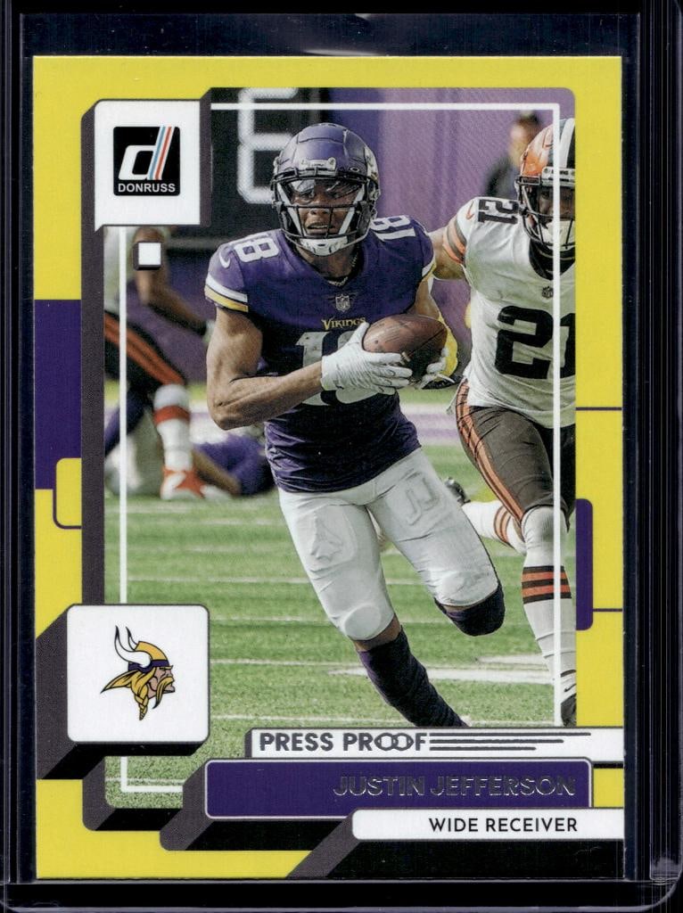 JUSTIN JEFFERSON 2022 DONRUSS YELLOW PRESS PROOF: NEAR MINT OR BETTER CONDITION 