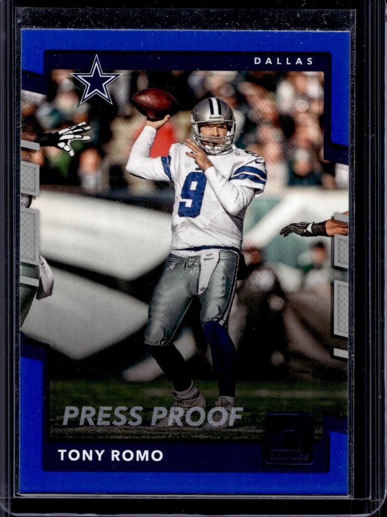 TONY ROMO 2017 DONRUSS BLUE PRESS PROOF COLOR MATCH: NEAR MINT OR BETTER CONDITION 
