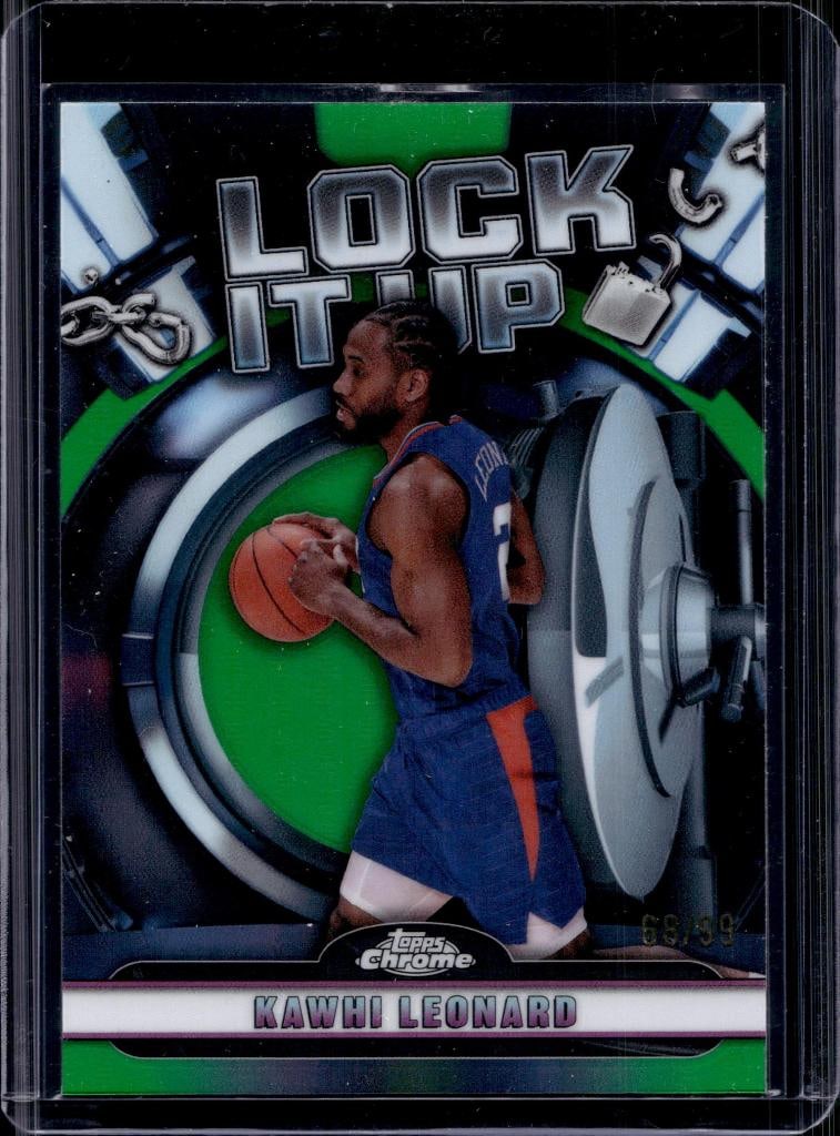 KAWHI LEONARD 2024-25 TOPPS CHROME LOCK IT UP GREEN REFRACTOR: 68/99. NEAR MINT OR BETTER CONDITION