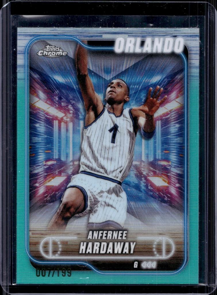 ANFERNEE HARDAWAY 2024-25 TOPPS CHROME AQUA REFRACTOR: 7/199. NEAR MINT OR BETTER CONDITION 