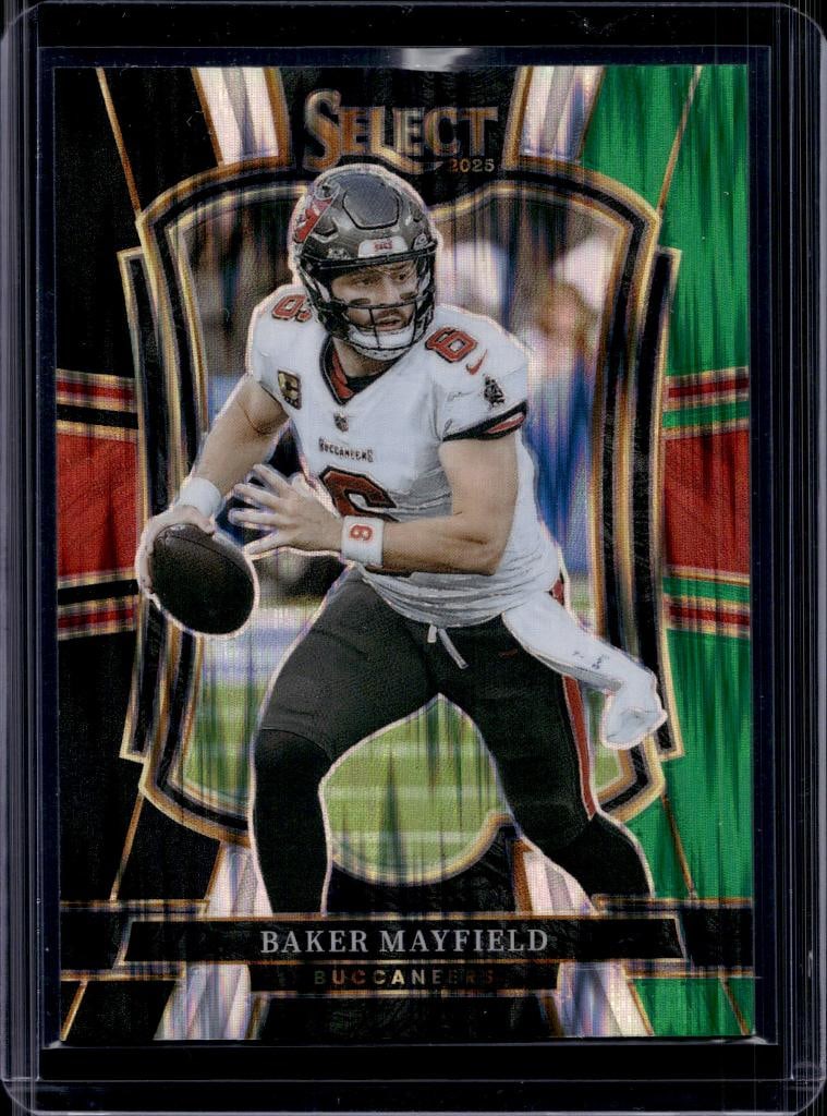 BAKER MAYFIELD 2025 PANINI SELECT BLACK & GREEN FLASH PRIZM: NEAR MINT OR BETTER CONDITION 