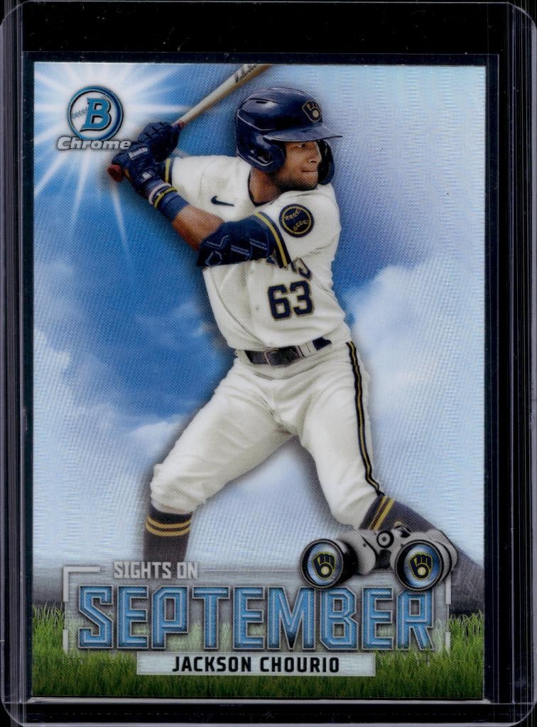 JACKSON CHOURIO 2023 BOWMAN CHROME REFRACTOR ROOKIE CARD: NEAR MINT OR BETTER CONDITION 