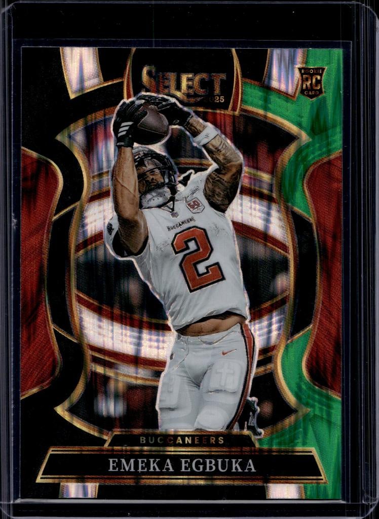 EMEKA EGBUKA 2025 PANINI SELECT BLACK & GREEN FLASH PRIZM ROOKIE CARD: NEAR MINT OR BETTER CONDITION 