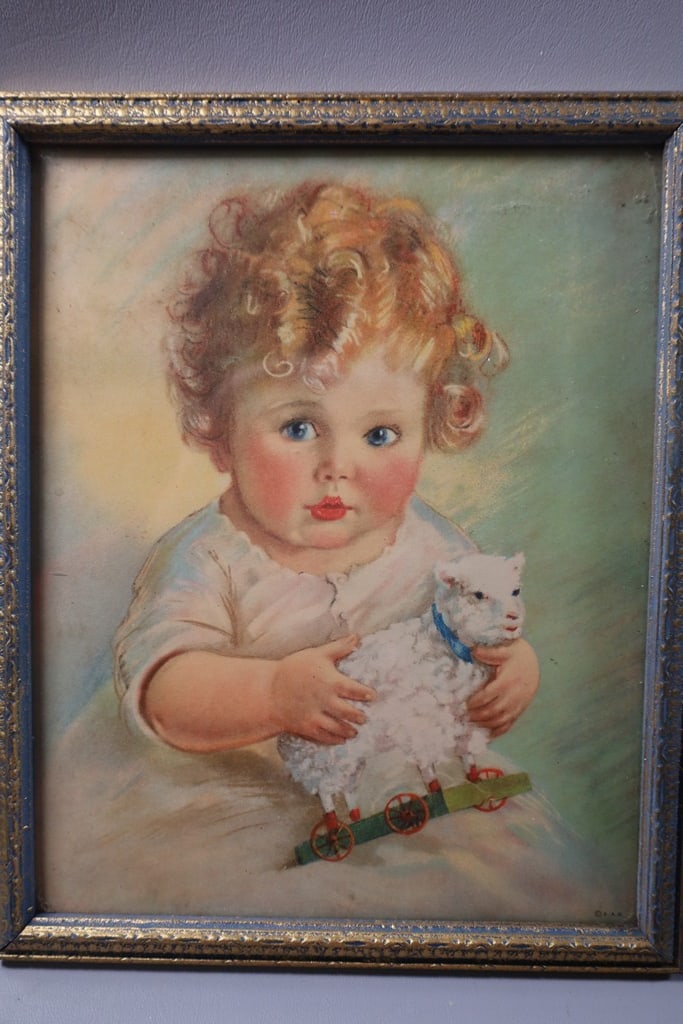 VINTAGE PRINT: A VINTAGE F.A.S. PRINT OF A CHILD/TODDLER. VERY GOOD CONDITION. 8" X 10" 