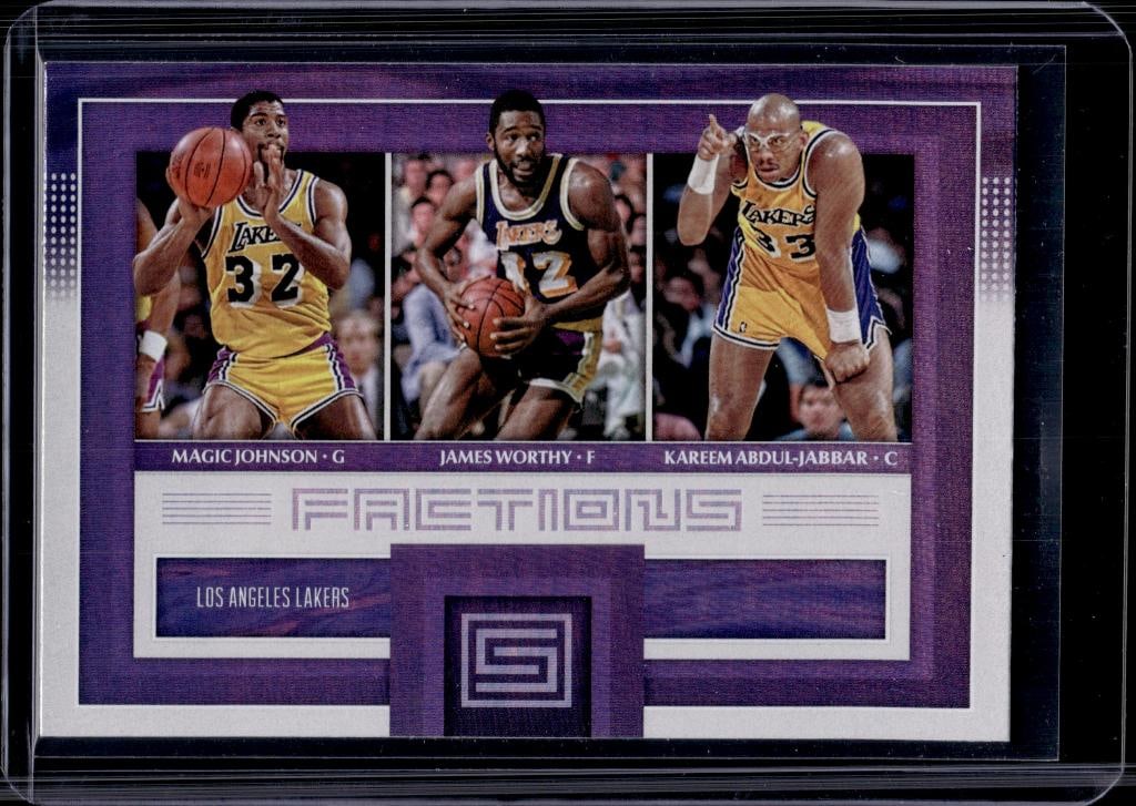 MAGIC JOHNSON JAMES WORTHY KAREEM ABDUL JABBAR 2017-18 PANINI STATUS FACTIONS INSERT: NEAR MINT OR BETTER CONDITION