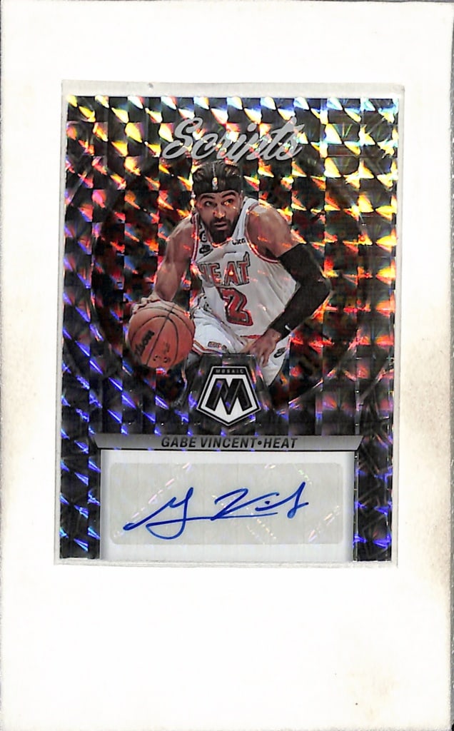 GABE VINCENT 2022-23 PANINI MOSAIC SILVER PRIZM AUTOGRAPH CARD: NEAR MINT OR BETTER CONDITION