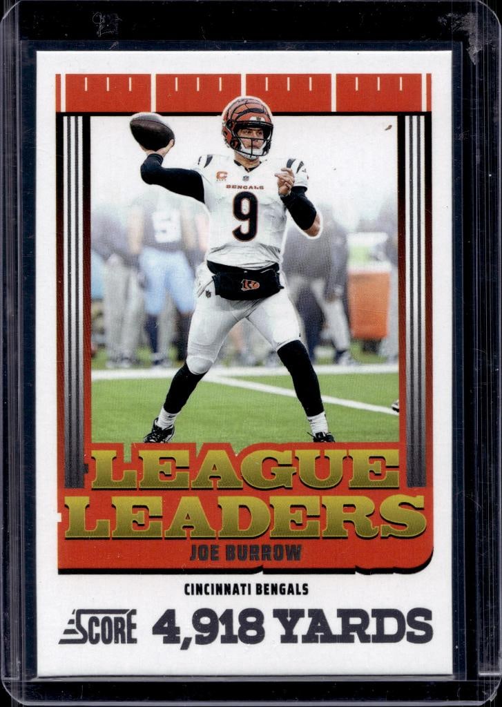JOE BURROW 2025 SCORE LEAGUE LEADERS INSERT: NEAR MINT OR BETTER CONDITION