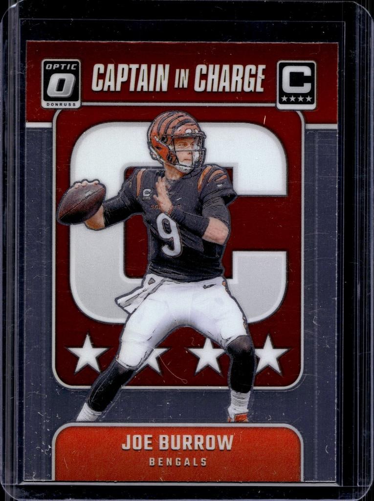 JOE BURROW 2024 PANINI OPTIC CAPTAIN IN CHARGE INSERT: NEAR MINT OR BETTER CONDITION