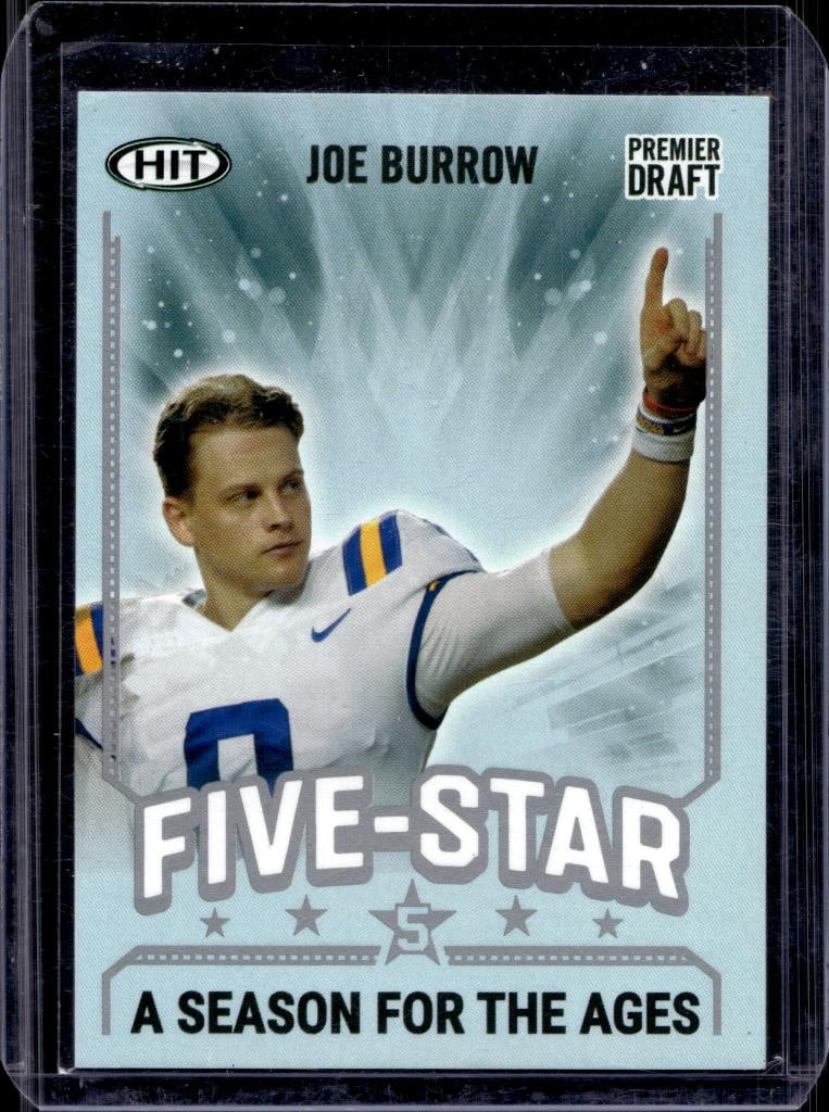 JOE BURROW 2020 SAGE HIT 5 STAR ROOKIE CARD: NEAR MINT OR BETTER CONDITION