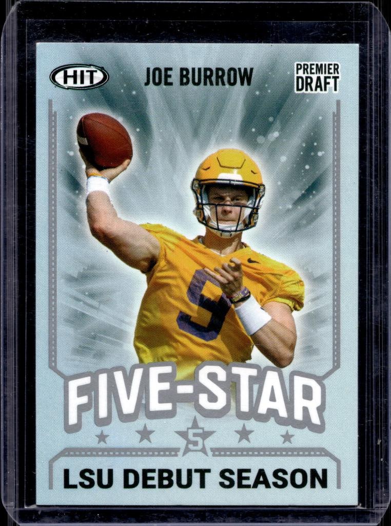 JOE BURROW 2020 SAGE HIT LUS DEBUT 5 STAR ROOKIE CARD: NEAR MINT OR BETTER CONDITION