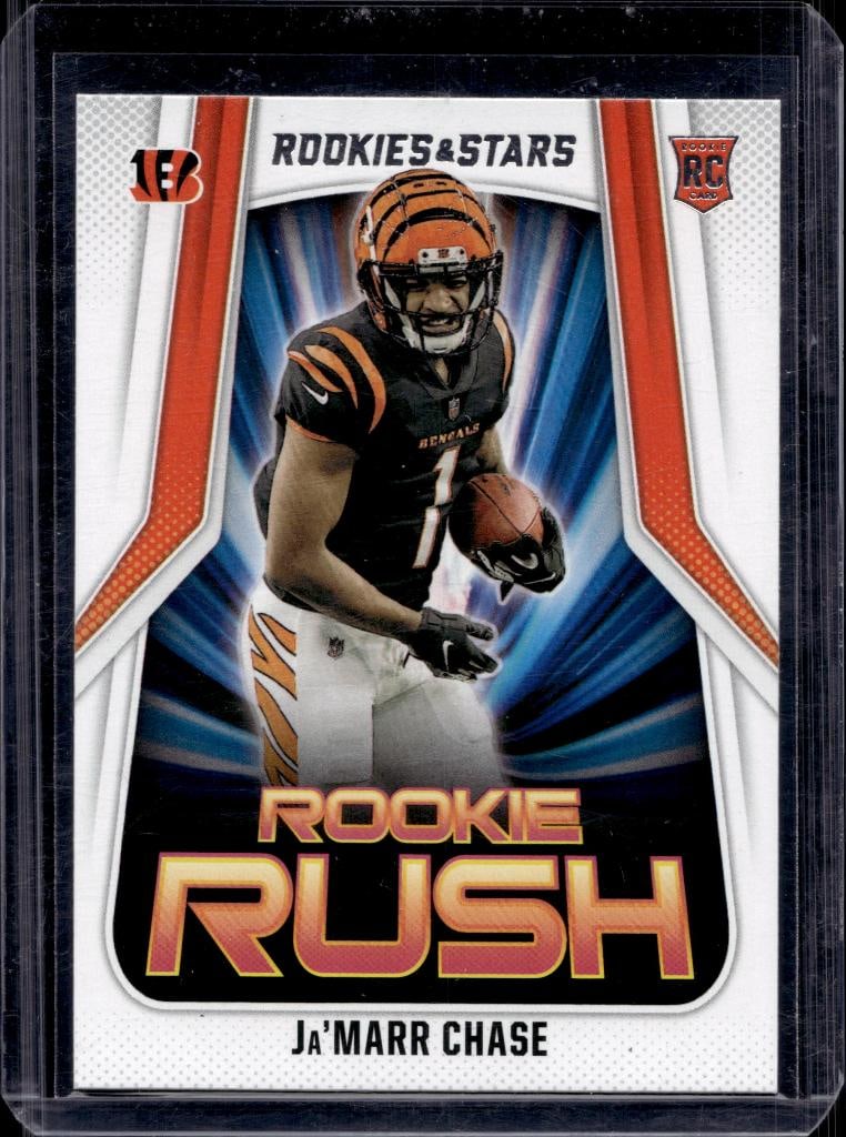 JA'MARR CHASE 2021 PANINI ROOKIES & STARS ROOKIE RUSH ROOKIE CARD: NEAR MINT OR BETTER CONDITION