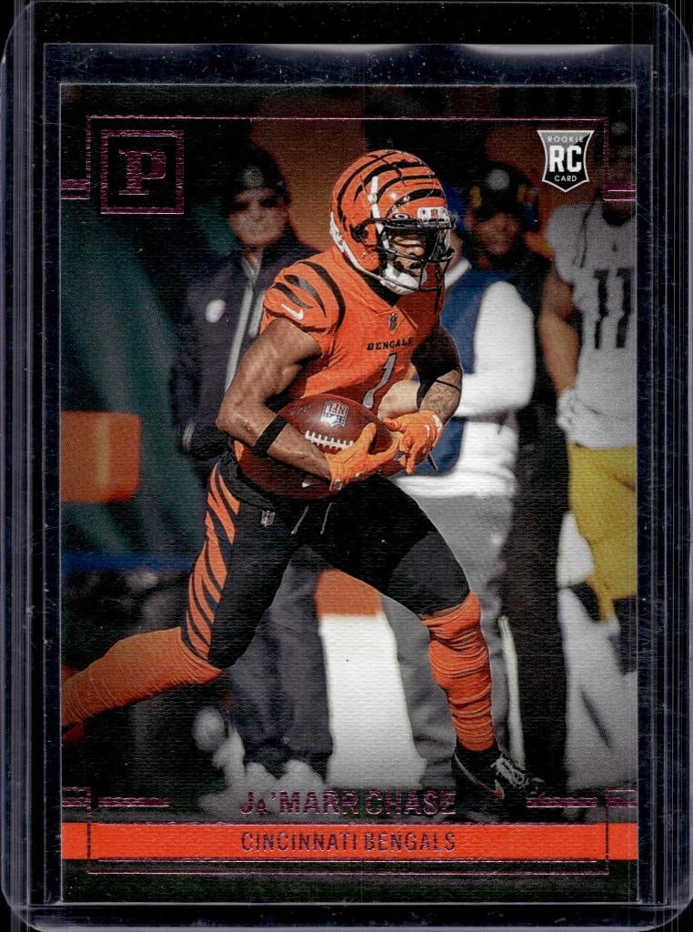JA'MARR CHASE 2021 PANINI PINK FOIL ROOKIE CARD: NEAR MINT OR BETTER CONDITION